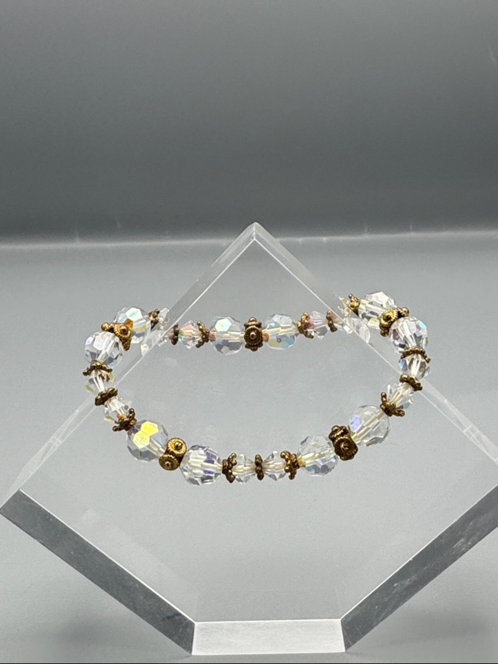 Aurora Crystal Beaded Bracelet with Gold Accents